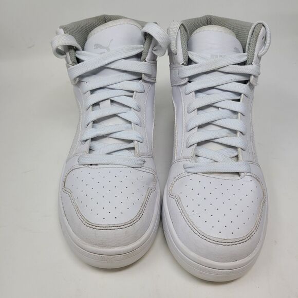 90s Style Puma Hightop Plain Clean Minimal White Size 4.5 4.5C, Youth Boys Girls - Picture 3 of 7
